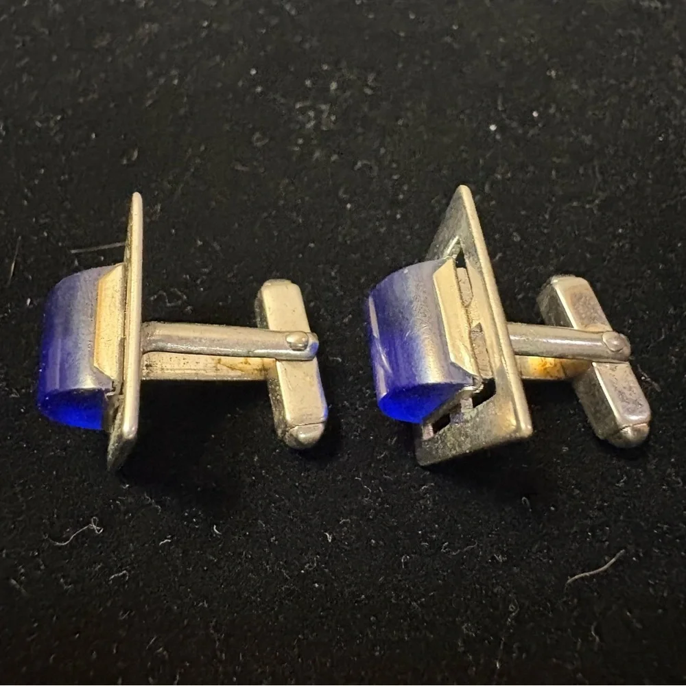 Silver and Blue Cufflinks